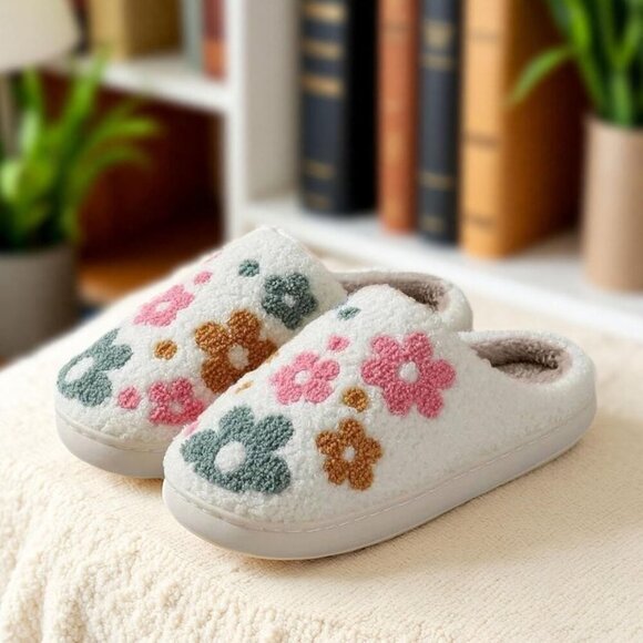 Memory Foam Slippers Winter Indoor Outdoor Fur Lined House Shoes for Women Men - Picture 2 of 7